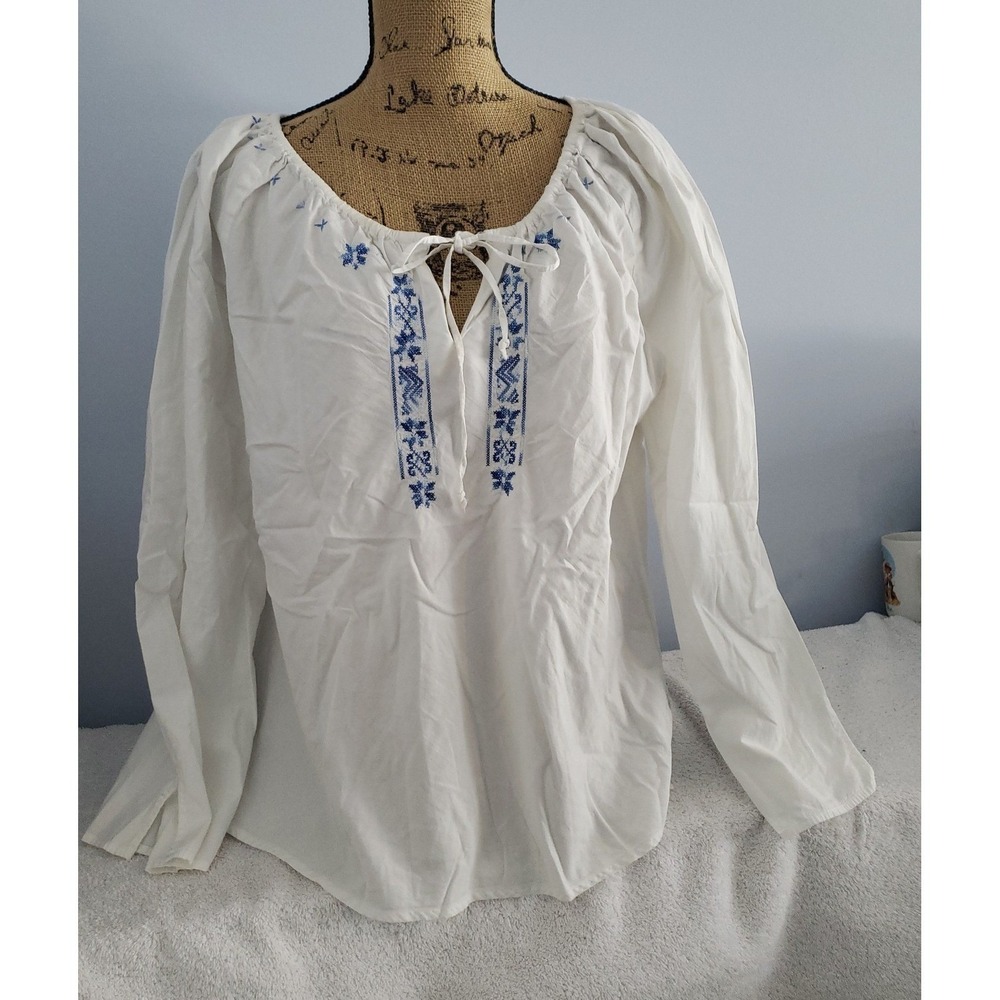 Faded Glory‎ Peasant Blouse Size XL Long Sleeve